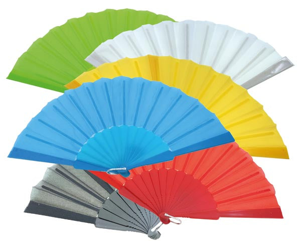 Éventail espagnol, 6 couleurs assorties, 23 x 2 cm chacun