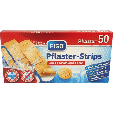 Pansements adhésifs pour plaies, 50 pièces, imperméables, 4 tailles, assortis.