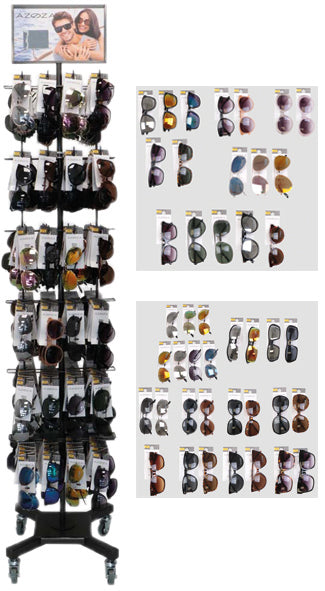 Assortiment de lunettes de soleil, présentoir de 288 pièces, tri en 21 compartiments