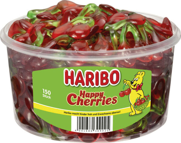 Boîte ronde Haribo Happy Cherries 150 pièces.