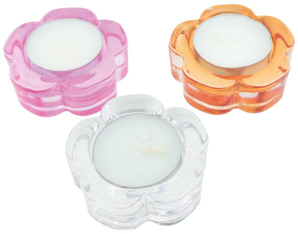 Porte-bougie chauffe-plat, forme de fleur, 6,4 x 2 cm, verre