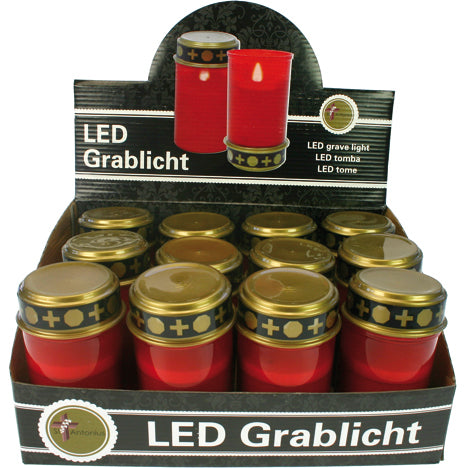 Lampe de tombe électrique rouge 12 cm i.Dis. sans pile