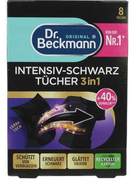 Lingettes noires intensives Dr. Beckmann 3 en 1, paquet de 8
