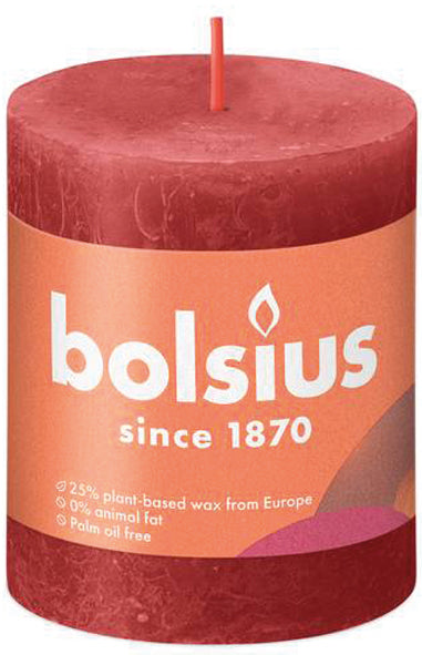 Bougie pilier RUSTIQUE 80x68 rouge