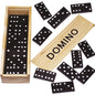 Dominos dans une boîte en bois (16x5cm) avec instructions.
