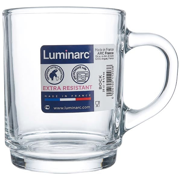 Mug en verre transparent avec anse, 250 ml, pour le thé et le vin chaud
