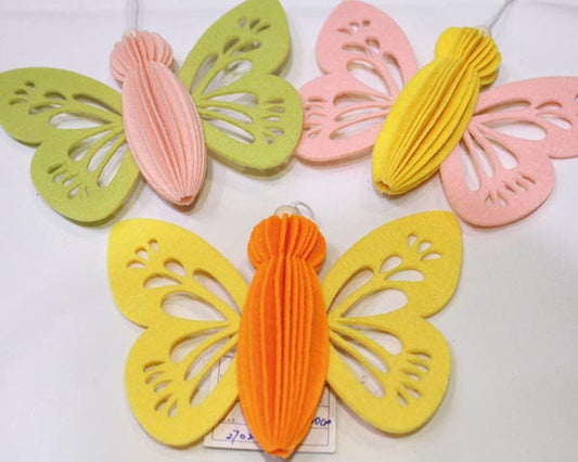 Papillon décoratif en feutrine, corps en forme d'éventail, 14 cm