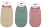 Gant de massage et d'exfoliation 21x11cm 3 couleurs assorties.