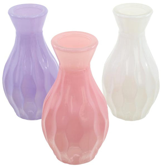 Vase délicat, 3 couleurs assorties, 6,1 x 11,2 cm, en verre coloré