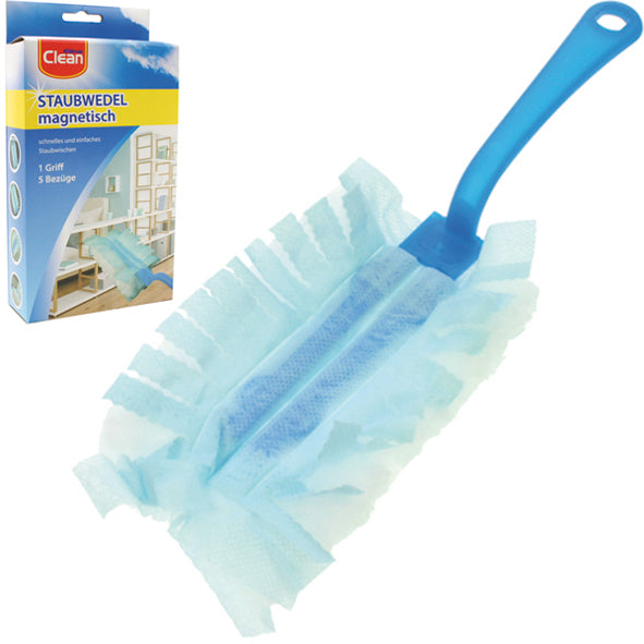 Ensemble de 6 chiffons à poussière CLEAN : 1 support + 5 chiffons magnétiques