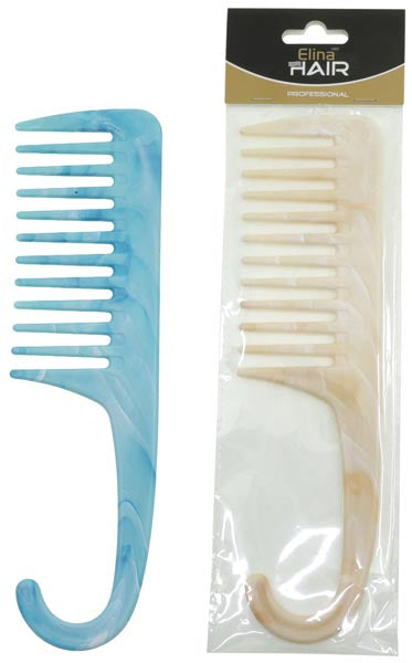 Peigne de douche 23 cm bicolore beige et bleu assortis