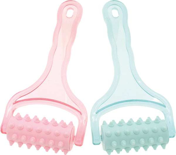 Rouleau de massage 18x9cm rose et turquoise assortis