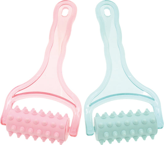 Rouleau de massage 18x9cm rose et turquoise assortis