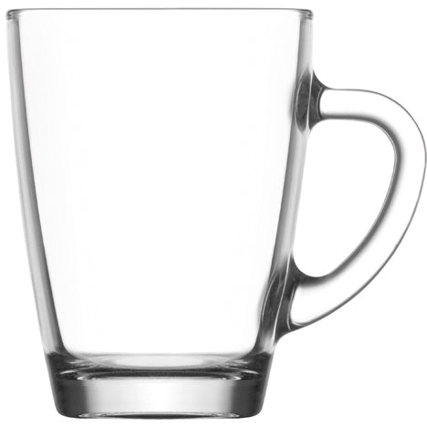Mug en verre avec anse, 300 ml, diamètre : 8 cm, hauteur : 10 cm