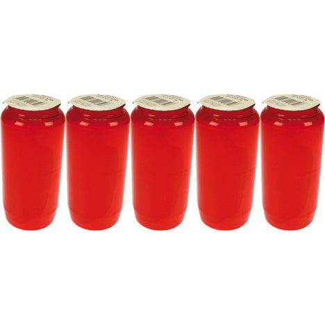 Lampe à huile pour bougie funéraire n° 7 rouge sans couvercle, lot de 5