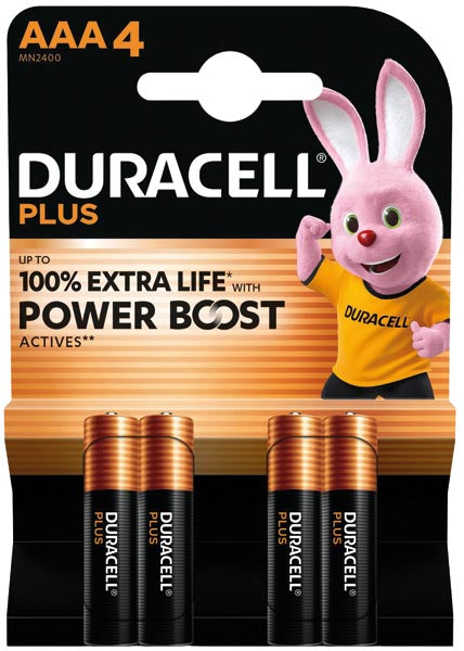 Lot de 4 piles alcalines Duracell Plus Micro AAA