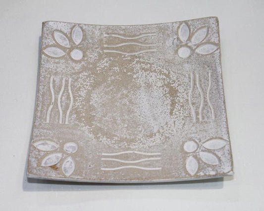 Assiette décorative en bois 14,8 x 14,8 x 2,3 cm