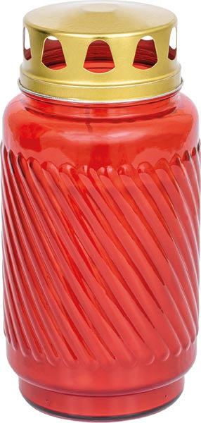Lanterne en verre avec couvercle 173/90 mm remplie de cire
