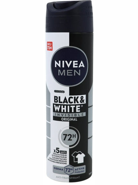 Déodorant spray Nivea pour homme 150 ml Invisible Noir et Blanc