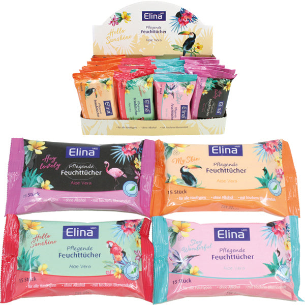 Lingettes humides Elina, 15 lingettes, format 18 x 12 cm