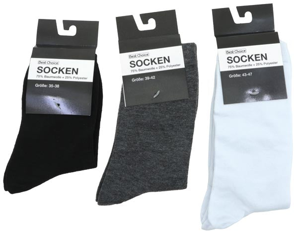 Chaussettes disponibles en 3 tailles et 3 couleurs assorties
