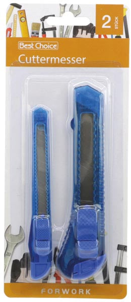 Ensemble de couteaux Cutter, 2 pièces, 12,5 cm + 14,8 cm, bleu, sur
