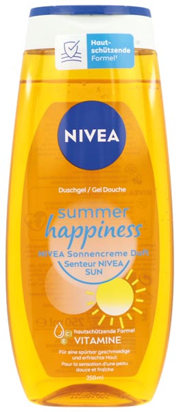 Gel douche Nivea 250 ml, parfum soleil et bonheur d'été