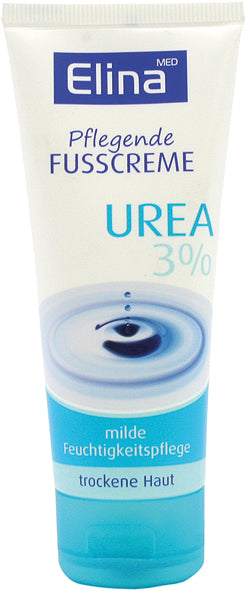 Crème pour les pieds Elina Urée 3 % 75 ml, pour peaux sensibles, en tube