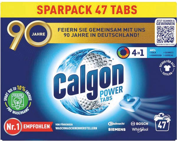 Calgon 4 en 1 Power Tabs 47 pièces Adoucisseur d'eau