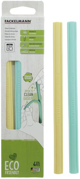 Lot de 4 pailles en silicone, 21 cm, écologiques