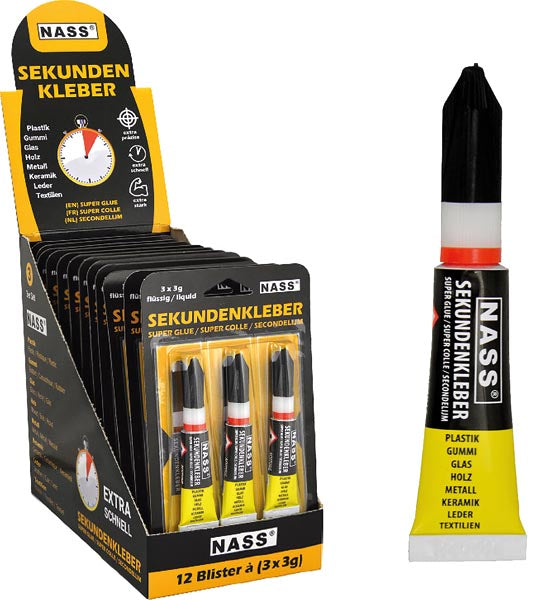 Superglue 3x3g sur carte, 12 lots exposés