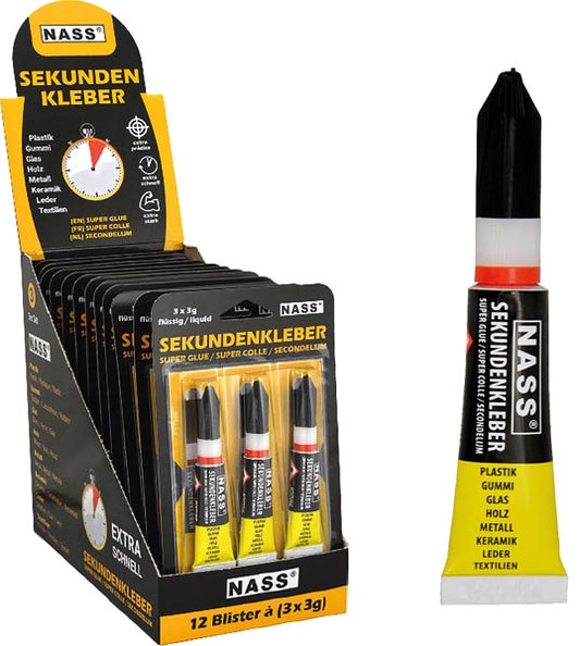 Superglue 3x3g sur carte, 12 lots exposés