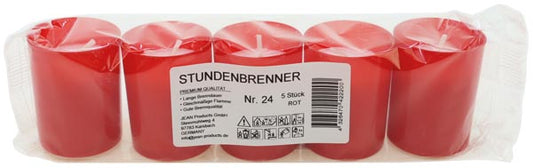Brûleur de lumière funéraire n° 24 rouge, 5 pièces