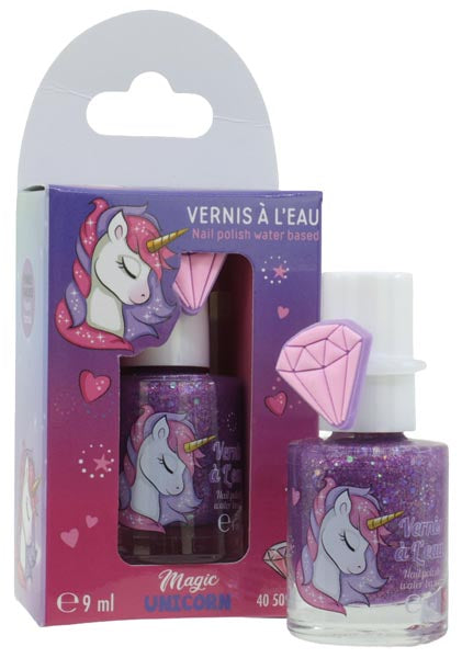 Vernis à ongles licorne 9 ml avec anneau, à base d'eau