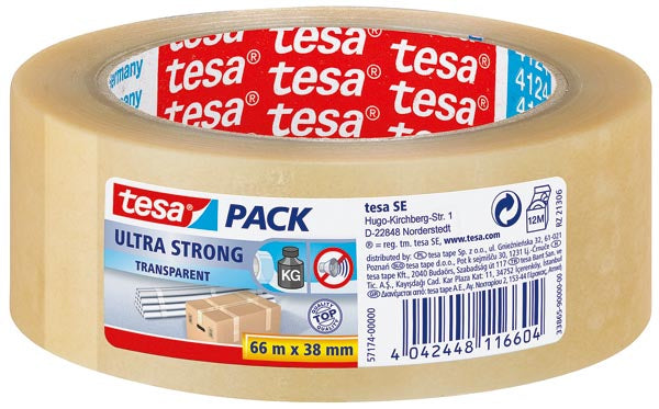 Ruban adhésif d'emballage ultra-résistant TESA 66 m x 38 mm transparent