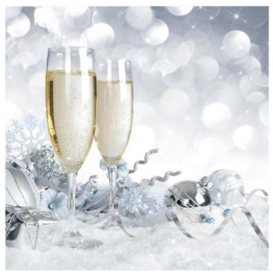 Serviettes de table « Champagne », paquet de 20, 3 plis, 33 x 33 cm