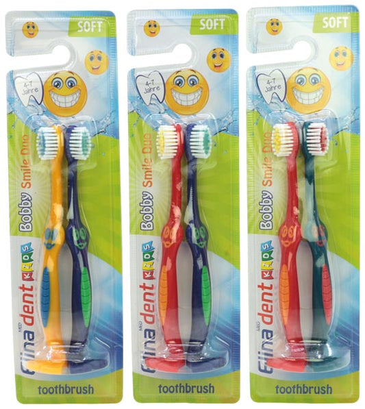 Ensemble de 2 brosses à dents Elina pour enfants avec support.