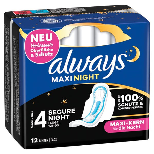 Always Maxi Night avec ailes, paquet de 12