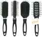 Brosse à cheveux avec manche caoutchouté, 17 cm, 4 têtes assorties.
