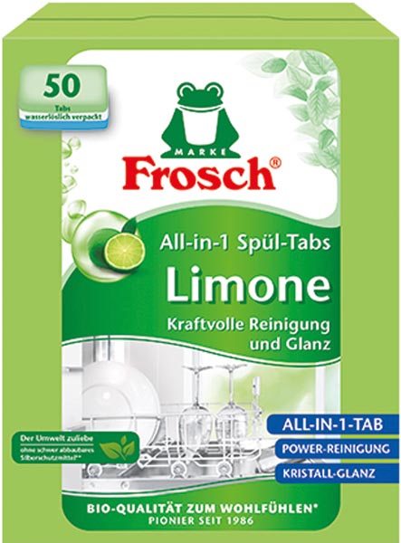 Pastilles pour lave-vaisselle Frosch, paquet de 50, citron
