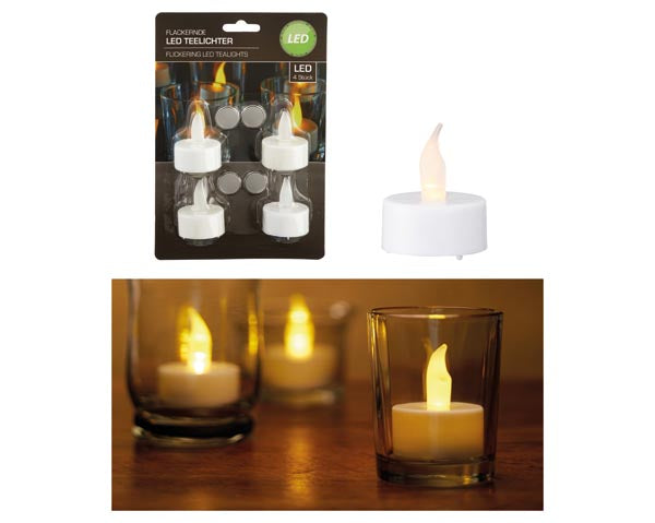 Bougies chauffe-plat LED, lot de 4, piles incluses, 4 x 4 cm