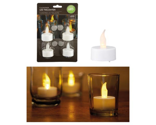 Bougies chauffe-plat LED, lot de 4, piles incluses, 4 x 4 cm