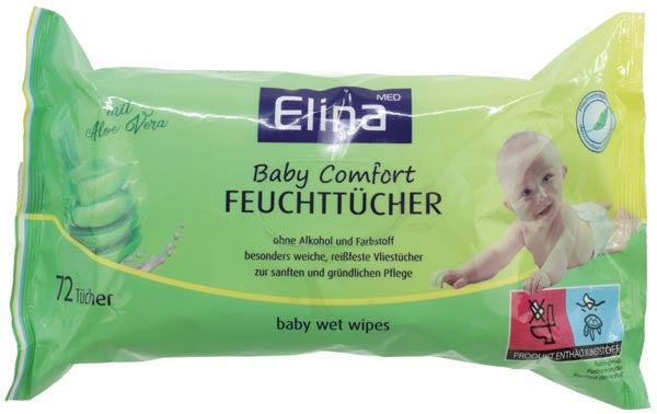 Lingettes pour bébé Elina, paquet de 72, format 20 x 15 cm