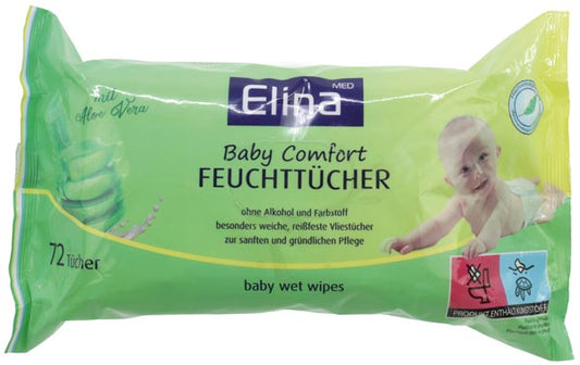 Lingettes pour bébé Elina, paquet de 72, format 20 x 15 cm