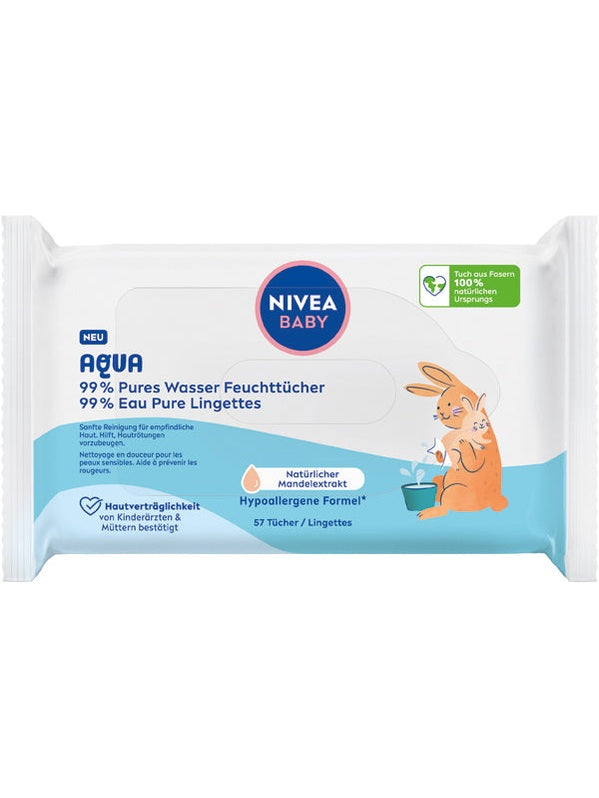 Lingettes pour bébé Nivea 99 % Aqua, 57 pièces