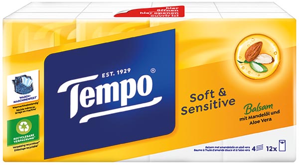 Mouchoirs Tempo 12x9 4 plis Huile d'amande + Aloe Vera