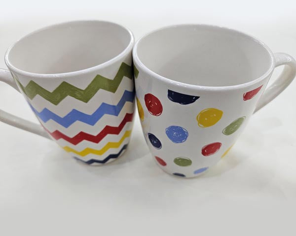 Mug à café à pois et rayures assortis, 310 ml, 10,5 x 8,5 cm
