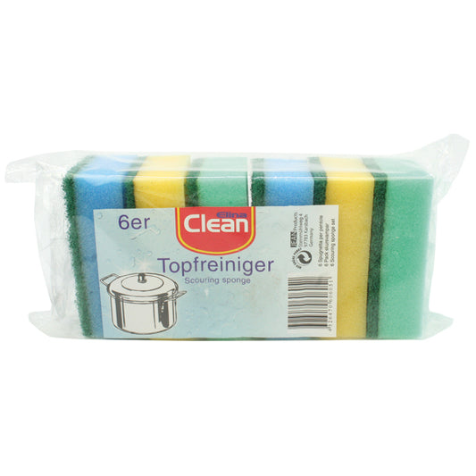 Éponge à récurer CLEAN pour la cuisine, lot de 6