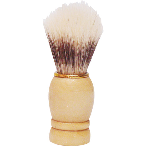 Pinceau de rasage avec manche en bois et anneau doré, 9 cm