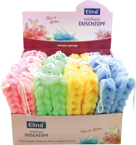Tresse de bain et de douche à 2 boucles, 23x5cm, couleurs assorties.